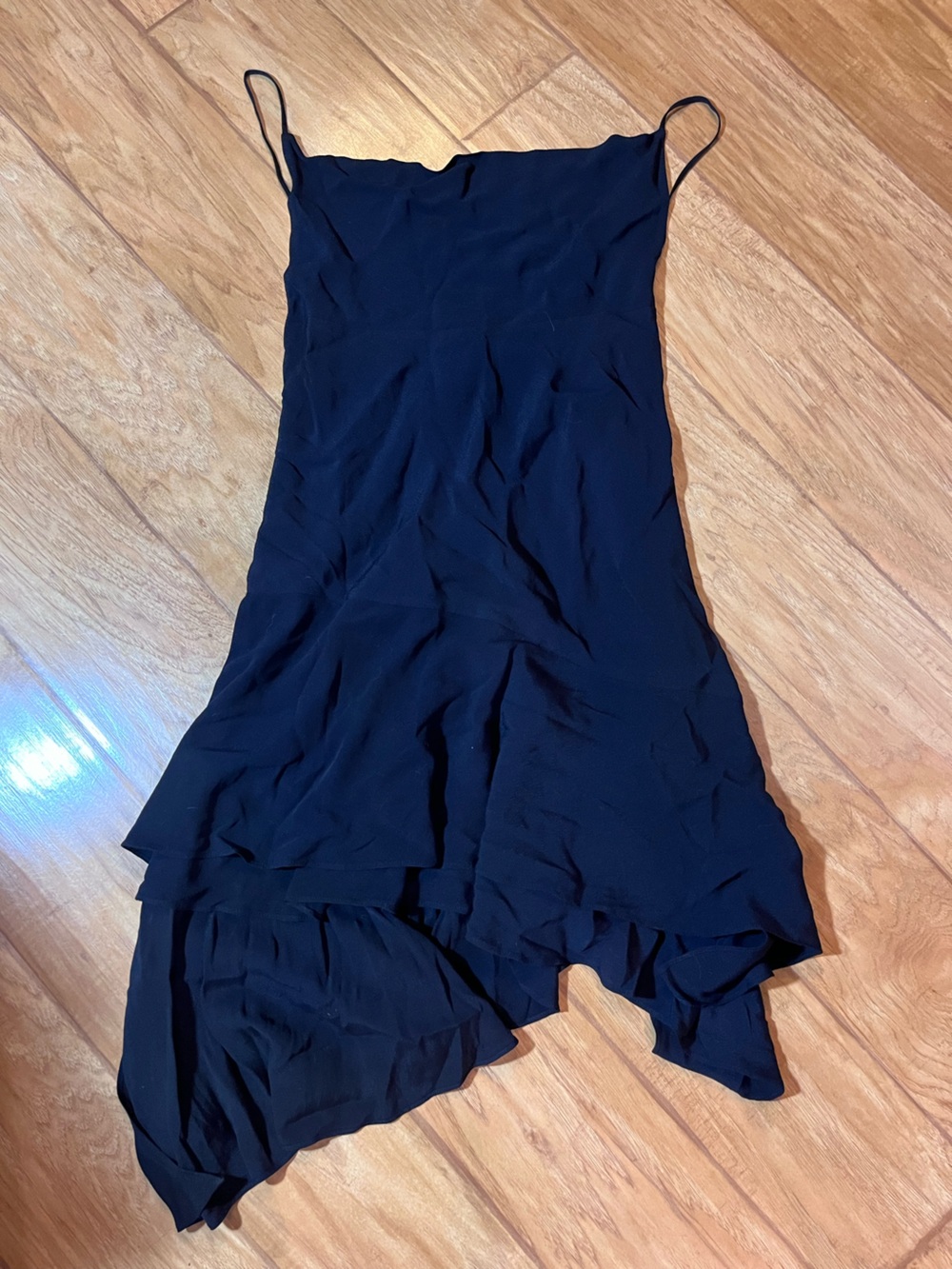 Steve Madden Black Asymmetrical Midi Slip Dress